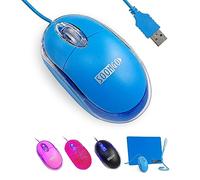 SOONGO Ratón Ergonómico USB para Niños - Ratón Óptico con Cable de 1.5M para PC - Color Azul