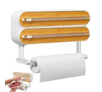 SOONHUA Dispensador de papel de aluminio de madera, dispensador universal mejorado y soporte para rollos de cocina, dispensador magnético de papel de cocina con dispositivo de corte, para plástico de