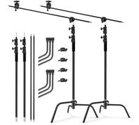 Soonpho 2-Pack C Stand 100% Acero Inoxidable Heavy Duty Soporte C Trípode para Softbox Reflectores Negro 330cm Ajustables Fotografía Soporte en C para Godox AD200 Pro SK400II Aputure 120D