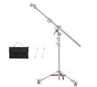 Soonpho Pro C Stand 100% Acero Inoxidable Heavy Duty Soporte en C Trípode con Ruedas y Brazo de Auge,Metal Heavy C-Stand Altura máxima 450 cm (14,76 pies) para reflectores,Godox Pro SK400 Aputure