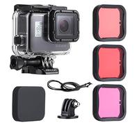soonsun 45 m bajo el Agua Buceo Caso de Vivienda Impermeable para GoPro Hero 6 Hero 5 Negro con 3 Unidades Filtro de Buceo (Rojo + luz Rojo + Filtro Magenta)