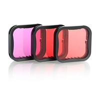 SOONSUN Paquete de 3 filtros de Buceo para GoPro Hero 5 6 7 Carcasa de Buceo súper Traje Negro - Rojo, Rojo Claro y Magenta - Mejora los Colores para Varias Condiciones de Video y fotografía