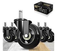 Soontrans Ruedas Silla Oficina, 11 mm x 22 mm, Deslizan Suavidad y Silencio y Suave, No Hace Ruido, No Rayan el Suelo, No Acumula Suciedad, Ruedas Silla Oficina para Parquet (Negro)