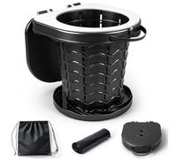 Soontrans WC Portatil 325 × 345 × 320 MM para Niños y Adultos, Inodoro Portatil Robusto Soporta hasta 100 kg, WC Portatil Camping con Tapa para Familias Excursiones y Viajes en Coche, Negro