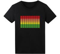 SOOOEC Camiseta LED activada por sonido, camiseta iluminada para Halloween, fiesta EDM, hip hop, cosplay, concierto, disfraz de cumpleaños, DJ, color negro, Negro (onda de sonido), 46