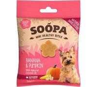 Soopa Mini bocados de plátano y calabaza, saludables, de grado humano, sin granos, golosinas naturales para perros pequeños, razas, golosinas de entrenamiento para perros, bajas en calorías