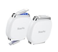 SOOPII 240W Cable USB C a USB C Retráctil, Cable de Carga Rápida Tipo C con Almacenamiento Mag-Snap, 5 Niveles de Longitud Preestablecida for lPhone 16/15 Pro Max, Galaxy S25/24,Blanco (1m, 2 Pack)