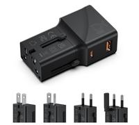 SooPii Cargador GAN de 25 W, Adaptador de Viaje Universal, USB-C PD PPS y USB-A QC, Cargador de Viaje Todo en uno con Enchufe de EE. UU., Reino Unido, UE, AU para iPhone 16/15, Galaxy S25/S24, iPad y