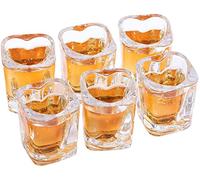 Soopiiso Bonitos vasos de chupito de base pesada de 2 onzas, juego de 6 vasos de chupito transparentes, chupitos de tequila, vasos de chupito a granel, vasos de chupito de corazón, vasos de chupito