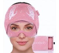Soothefy Gorro de alivio de migraña - Máscara de ojos deslizante integrada - Gorra de alivio natural de dolor de cabeza por tensión - Elegible por FSA HSA - Tapa de hielo de compresión de 360° para