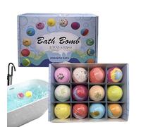 Soothing Bath Bubble Balls, Foaming Bath Bomb Set Kit, 12 Piece Pack with Aromatherapy Feature, Natural Essential Oil Baths Bombs, Spa Balls with Colorful Style, Baths Set for Family Friends