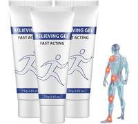 Soothing Cooling Gel, with Menthol and Frankincense, Instant Pain Relief, Clear Relieving Gel for Body, Knees, Lumbar, Neck, and Hands, Sports Body Care Lotion, 75g 3pcs