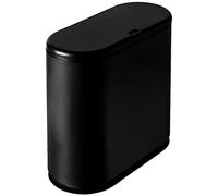 Sooyee Cubo de basura rectangular de plástico de 10 litros con tapa tipo prensa, contenedor de basura de 2.4 galones para baño, tocador, dormitorio, cocina, sala de manualidades, oficina (negro)