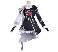 SOOYOOYOO Disfraz Cosplay March 7th Traje con Chaqueta Negra Guantes Corbata Roja y Accesorios para Eventos y Carnavales(Mujer, XS)