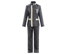 SOOYOOYOO Disfraz Cosplay Saihara Shuichi Uniforme Rayas Negro y Gris con Gorra Chaqueta y Pantalón para Eventos Temáticos y Carnavales(Hombre,XXL)