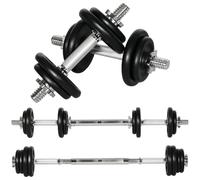 Soozier 44 lbs 2-en-1 Barra y mancuernas ajustables, Negro | Set de pesas libres, mangos antideslizantes, entrenamiento en casa.