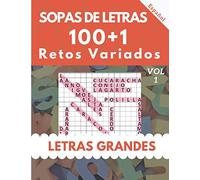 SOPA DE LETRAS 100 + 1 Retos variados: Letra Grande,para Adultos en Español Vol.1