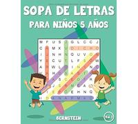 Sopa de letras para niños 5 años: 200 Sopa de letras - Divertidos pasatiempos para niños - Con soluciones y letras grandes