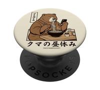 Sopa de sorber Estilo Manga Retro de los años 70 con Oso Ramen japonés PopSockets PopGrip Adhesivo