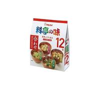 Sopa miso instantánea japonesa pack ahorro 12 raciones con 4 toppings, lista en 1 minuto, sobres individuales para casa y oficina