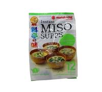 Sopa miso instantánea vegetariana 12 raciones 225,9 g con 4 toppings surtidos wakame tofu tofu frito cebolleta, auténtico sabor japonés, lista en 1 minuto
