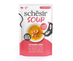 Sopa Schesir Adult Salmón y Zanahorias Sobre para Gatos 12 x 40 gr