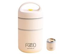 Sopa Termo,Almuerzo al vacío Doble Pared 2 Niveles para niños y Adultos - Contenalimentos Dieta Inteligente, Control Peso para Viajes Escolares
