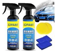 Sopami-Spray para revestimiento de coche, elimina la película de aceite de vidrio del coche, Sopami cubre rápidamente el espray de cera para pulir el coche (Pulverizar*2)