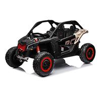 sopbost BRP CAN-AM Maverick X3 24V UTV - Coche de 2 plazas con control remoto 4WD Off-Road Buggy SxS, ruedas de neumáticos EVA, reproducción de música, negro