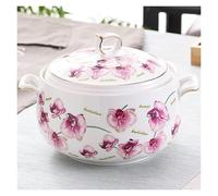 Sopera De Cerámica Con Tapa Olla De Sopa Redonda De Gran Capacidad Con Tapa Y Asas, Olla De Cocina For Servir Ensalada, Pasta, Fideos, Guiso, Apta For Microondas Y Lavavajillas(A,2000ml)