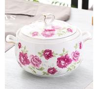 Sopera De Cerámica Con Tapa Olla De Sopa Redonda De Gran Capacidad Con Tapa Y Asas, Olla De Cocina For Servir Ensalada, Pasta, Fideos, Guiso, Apta For Microondas Y Lavavajillas(B,2000ml)
