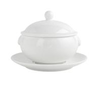 Sopera De Cerámica Sopera Con Tapa Sopera Redonda De Cerámica Blanca, For Decoración De Cocina Casera De Restaurante, Apta For Microondas Y Lavavajillas(B)