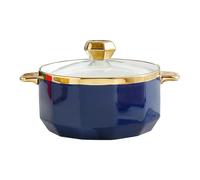 Sopera redonda con tapa de vidrio, cuenco de cerámica for servir sopa, sopera de porcelana for decoración de cocina de restaurante, hogar, apta for microondas y lavavajillas, porcelana(A)