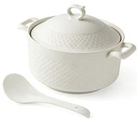 Sopera Redonda De CeráMica De 3000 Ml con Tapa, Resistente Al Calor, con Asas Y Apta para Microondas(1800ml)