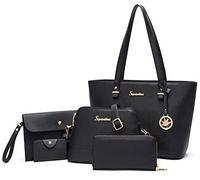 Soperwillton Bolsos y monederos para mujer, bolsos de hombro con asa superior, juego de 5 piezas, Negro -, Large