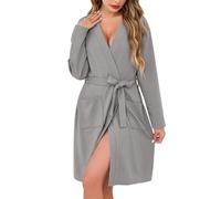 Sopesil Albornoces para Mujer de Gofre Albornoz de Casa Corta Ligero Suave Robe con Bolsillos Kimono Albornoces Sleepwear Spa y Hotel para Todo el Año