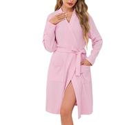 Sopesil Albornoces para Mujer de Gofre Albornoz de Casa Corta Ligero Suave Robe con Bolsillos Kimono Albornoces Sleepwear Spa y Hotel para Todo el Año