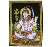 Sophia-Art Dios Multi Indio Arjun Buda Cartel Hermoso Jesús Shiva Tapiz Lentejuelas Pared Trabajo Hecho a Mano Krishna Radha Colgante Ethbic Ram SaiBaba algodón Cartel Laxmi Cartel único (Shiva)