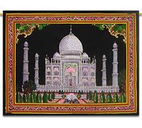 Sophia-Art Dios Multi Indio Arjun Buda Cartel Hermoso Jesús Shiva Tapiz Lentejuelas Pared Trabajo Hecho a Mano Krishna Radha Colgante Ethbic Ram SaiBaba algodón Cartel Laxmi Cartel único (Taj Mahal)