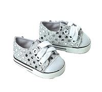 Sophia’s de Teamson Kids Silver Sequin Zapatos con Cordones para muñecas de 18 "