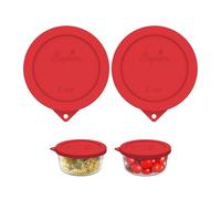Sophico 2 Cup Round Silicone Storage Cover Lids Replacement for Anchor Hocking and Pyrex 7200-PC Glass Bowls (Container not Included) | Red, 2 Pack |