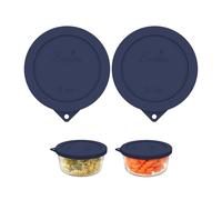 Sophico Tapas redondas de silicona para almacenamiento de 2 tazas de repuesto para Anchor Hocking y cuencos de vidrio Pyrex 7200 PC (recipiente no incluido) | Azul marino, paquete de 2