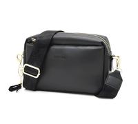 Sophie Siero Bolso de hombro pequeño negro para mujer con acabado brillante VI - Bolso bandolera de piel sintética para vacaciones o viajes - Bolso negro para mujer con correa para el hombro