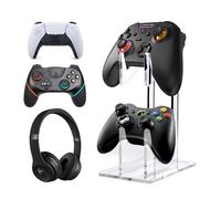 Sophisticate Soporte Universal para Auriculares y Mando 2 en 1 Soporte para Auriculares y Gamepad Transparente Controller Holder Stand para Mesa Compatible con PS4/PS5/Xbox Elite/Xbox 360