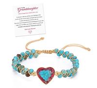 SOPIFY Pulsera ajustable de cuentas de jaspe con texto en inglés «To My Granddaughter Love You Forever» para mujeres y niñas, Adjustable, Piedra, No es una piedra preciosa