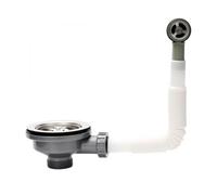 SopimusZ Kit de residuos para fregadero de cocina con tubos de desbordamiento, lavabo con cabezal de desbordamiento, interfaz rectangular (redondo)