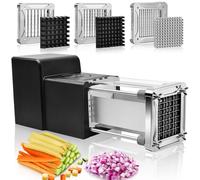 Sopito Cortador Eléctrico de Patatas Fritas, Profesional Eléctrico Cortador de Patatas Acero Inoxidable con Hoja de 12 mm y 9 mm y 6mm