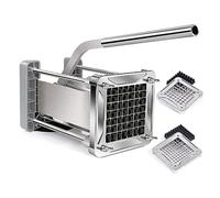 Sopito Cortador Patatas Fritas Manual, Cortador De Patatas Profesional Corta Patata Acero Inoxidable con Cuchillas De 12mm y 9mm