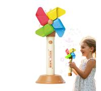Soplador automático de burbujas - naranja-rosa portátil, ABS duradero, juguete musical con luces LED, molino de viento con velocidades | Dispositivo mágico para al aire libre