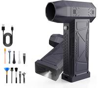 Soplador de aire comprimido, 150000 rpm/180 W, elimina el polvo, aire comprimido, mini soplador, aire comprimido de 3 engranajes con batería recargable e iluminación LED, súper viento, para ordenador